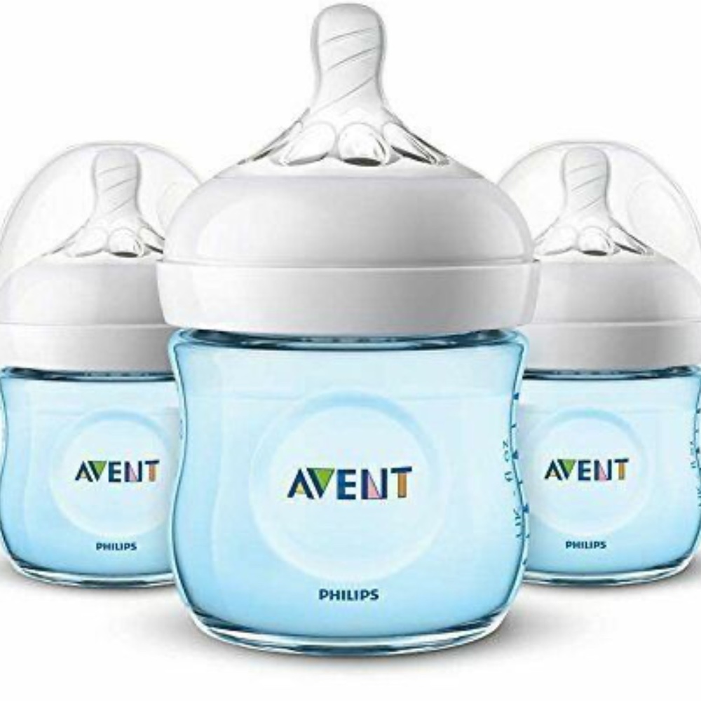 Philips AVENT Natural 3 Pack Baby Bottle 4oz/125ml -Blue Edition-
